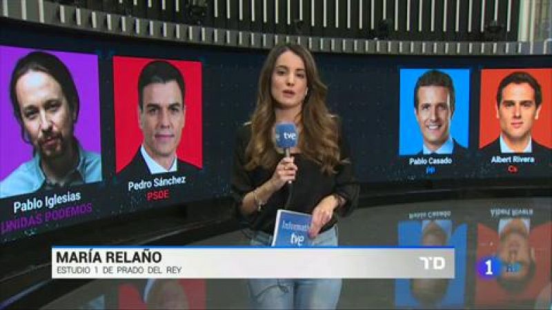 Todo listo en el plató de TVE para el debate a cuatro con Sánchez, Casado, Iglesias y Rivera