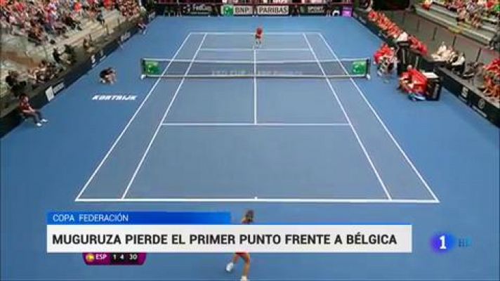 Telediario 1 - Muguruza no puede con Flipkens y Bélgica suma el primer punto