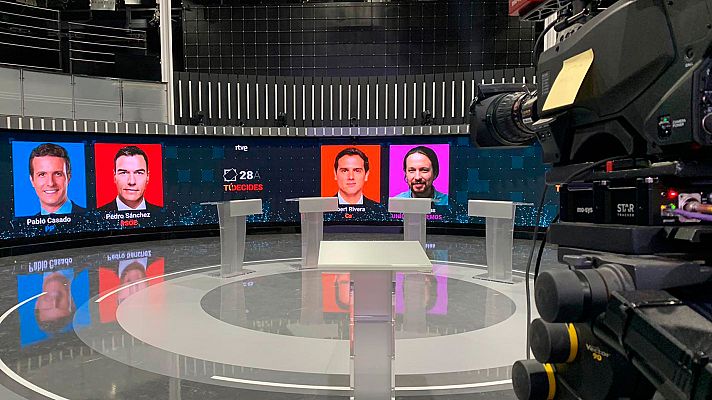 Los candidatos se enfrentan a su primer gran debate electoral a cuatro este lunes a las 22:00 en RTVE