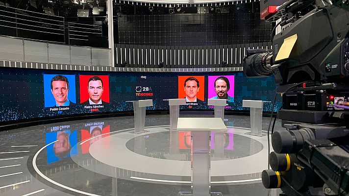 Telediario 1 - Todo preparado en RTVE para el debate entre los cuatro principales candidatos a las generales