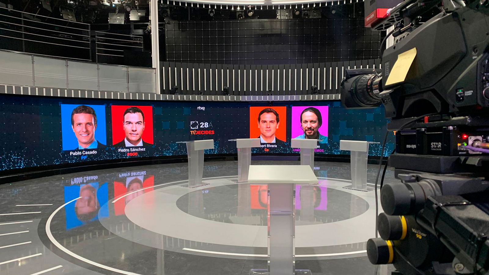 Todo preparado en RTVE para el debate entre los cuatro principales candidatos a las generales