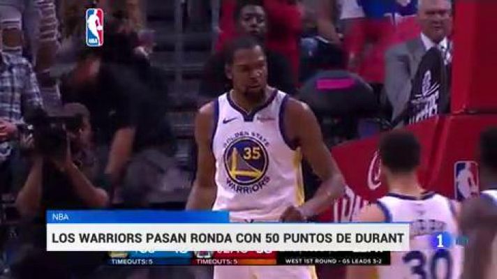 Los Warriors pasan ronda con 50 puntos de Kevin Durant