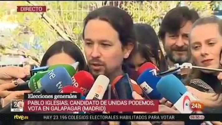 Informativo 24h - Pablo Iglesias vota en Madrid: "Ojalá la participación sea muy alta"