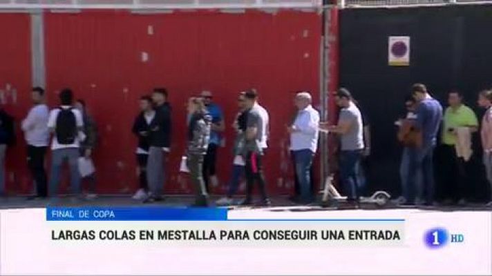 Telediario 1 - Colas en Mestalla para las entradas de la final de Copa