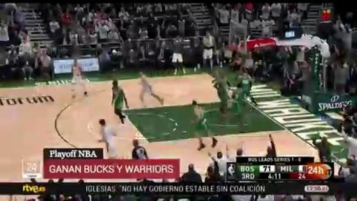 Victorias de los Warriors ante los Rockets y los Bucks ante los Celtics