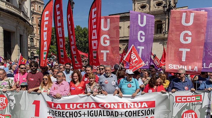 Telediario 1 - Más de 70 manifestaciones en toda España exigen la derogación de la reforma laboral