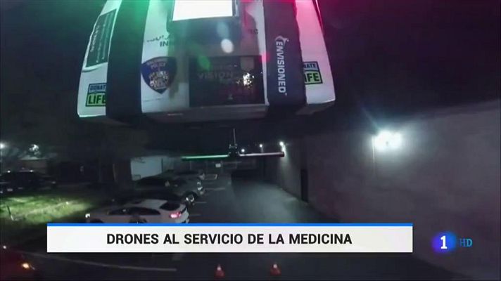 Telediario 1 - Un dron transporta por primera vez un órgano humano destinado a un trasplante