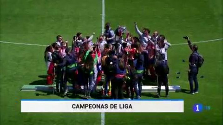 Telediario 1 - El Atlético de Madrid gana la Liga femenina por tercer año consecutivo