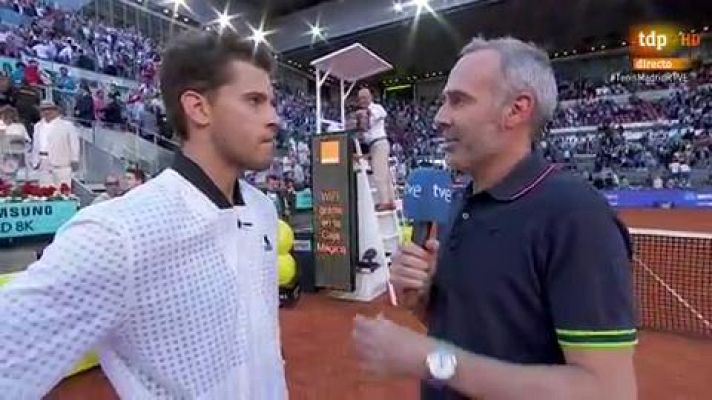 Thiem: "Federer es el mejor de la historia y ha jugado increíble, he tenido suerte"