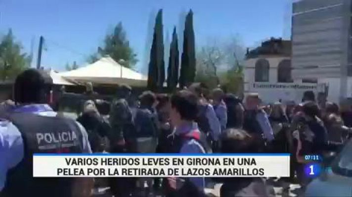 Varios heridos leves en Girona en una pelea por la retirada de lazos amarillos