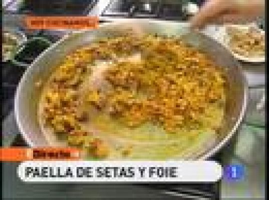 Paella de setas y foie