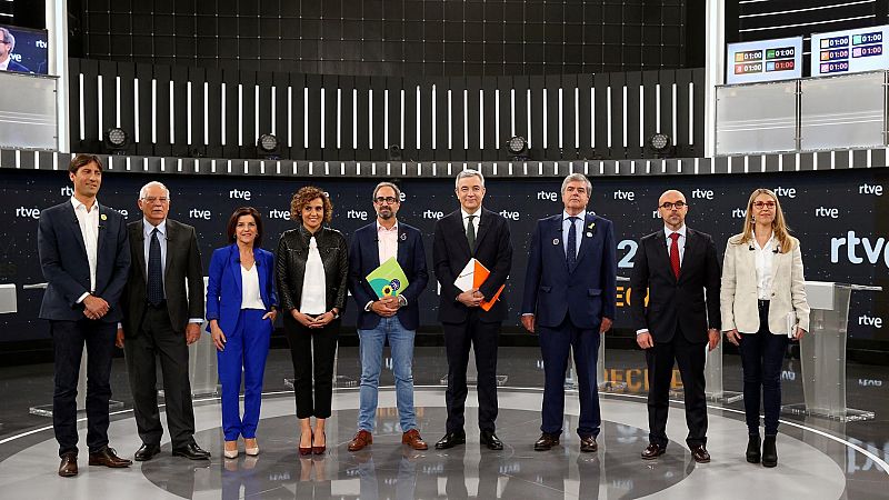 Los candidatos resumen sus propuestas en el minuto de oro en el debate a nueve de las europeas