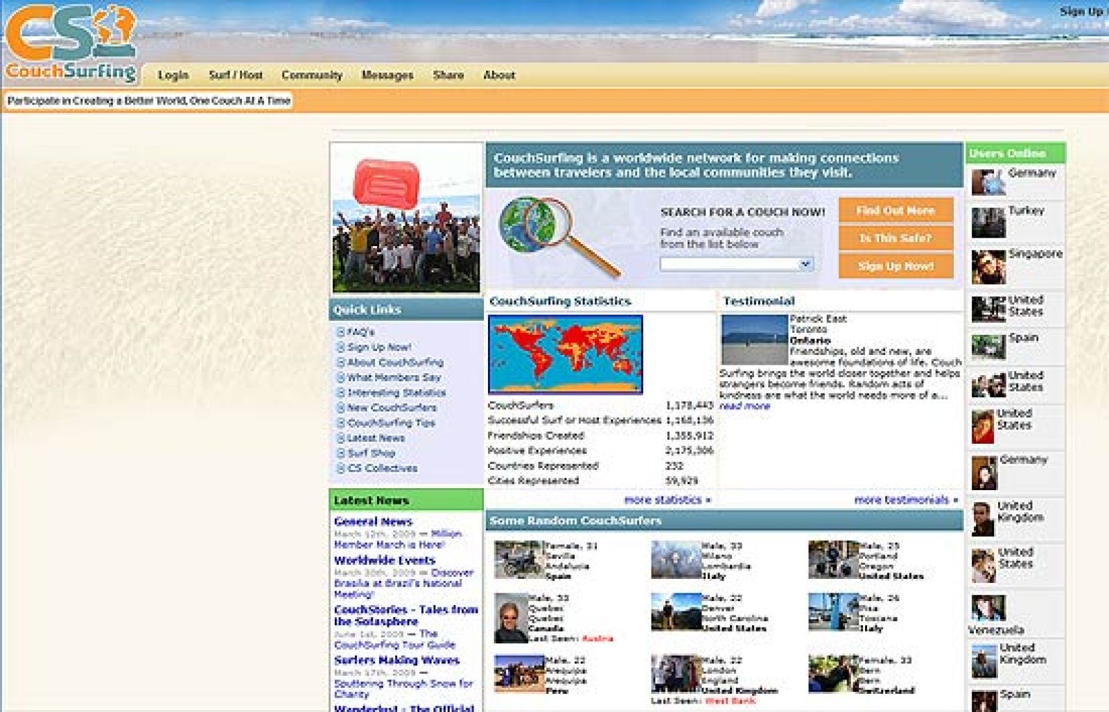 El couchsurfing es una red social de un millón doscientas mil personas, entre ellas 17 mil españoles | Ver