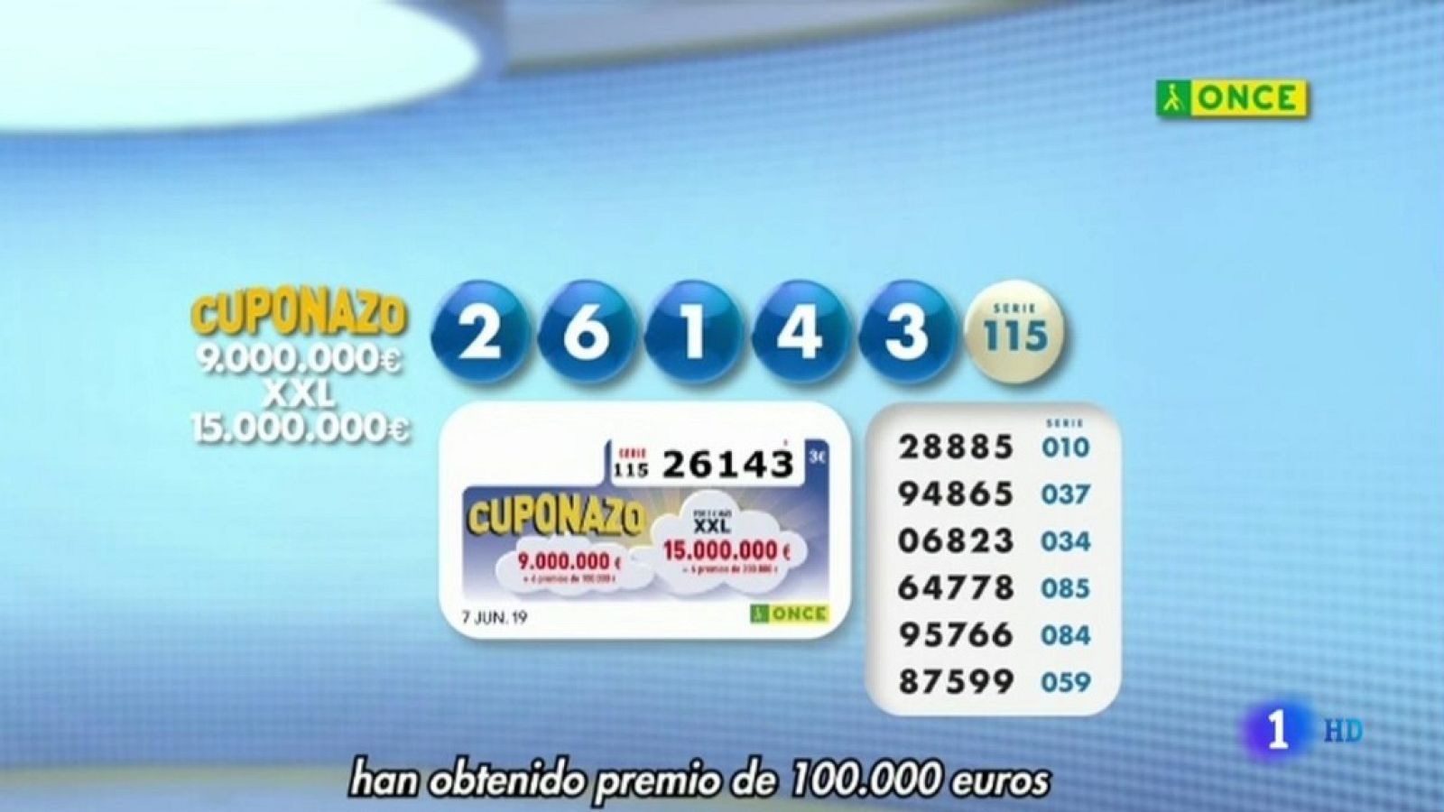 Sorteo ONCE - 07/06/19 - ver ahora