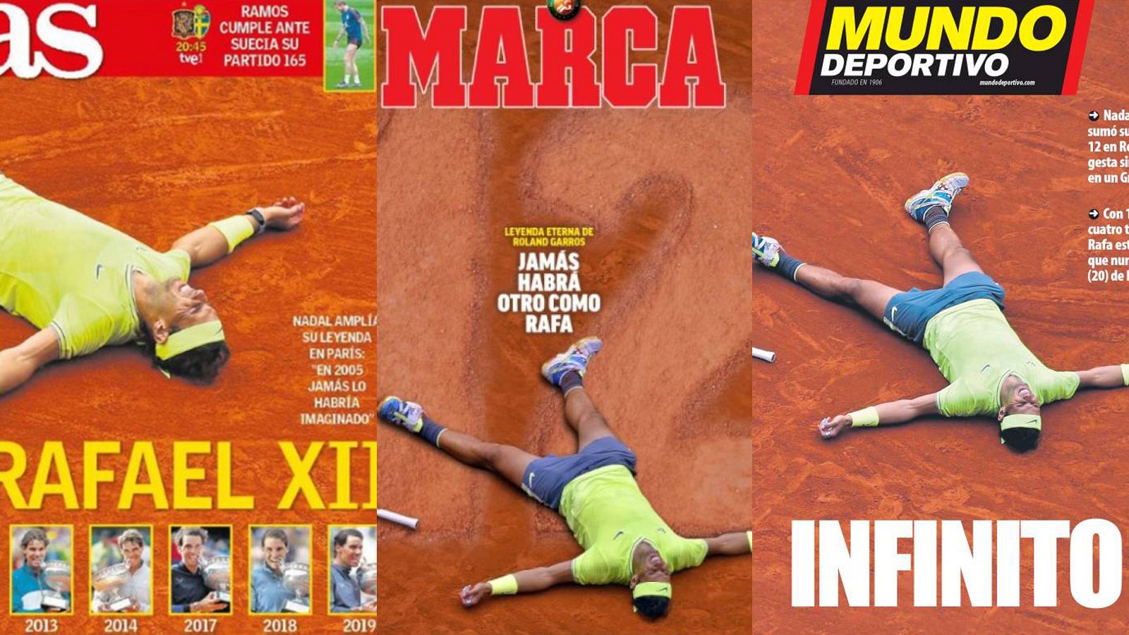 Agotados los adjetivos, la prensa eleva a Nadal a la categoría de mito