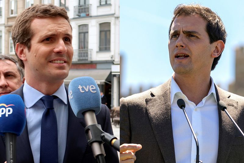 Casado y Rivera se reafirman en no facilitar la investidura de Sánchez tras la "infamia" del pacto en Navarra