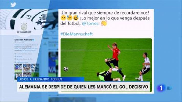 Telediario 1 - La selección alemana, su víctima más recordada, Kiko, Amanda Sampedro y Marcos Senna homenajean a Torres
