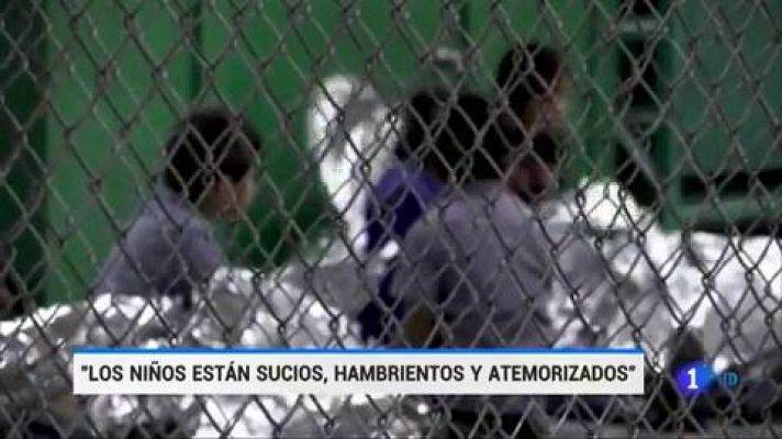 Telediario 1 - Menores inmigrantes permanecen hacinados en centros de Estados Unidos