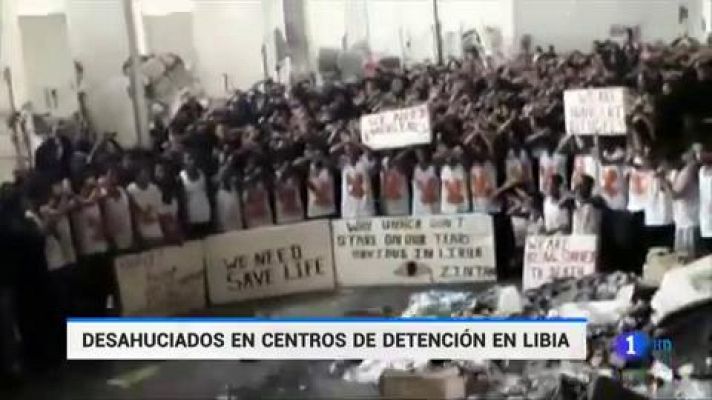 Telediario 1 - Migrantes desahuciados en los centros de detención de Libia