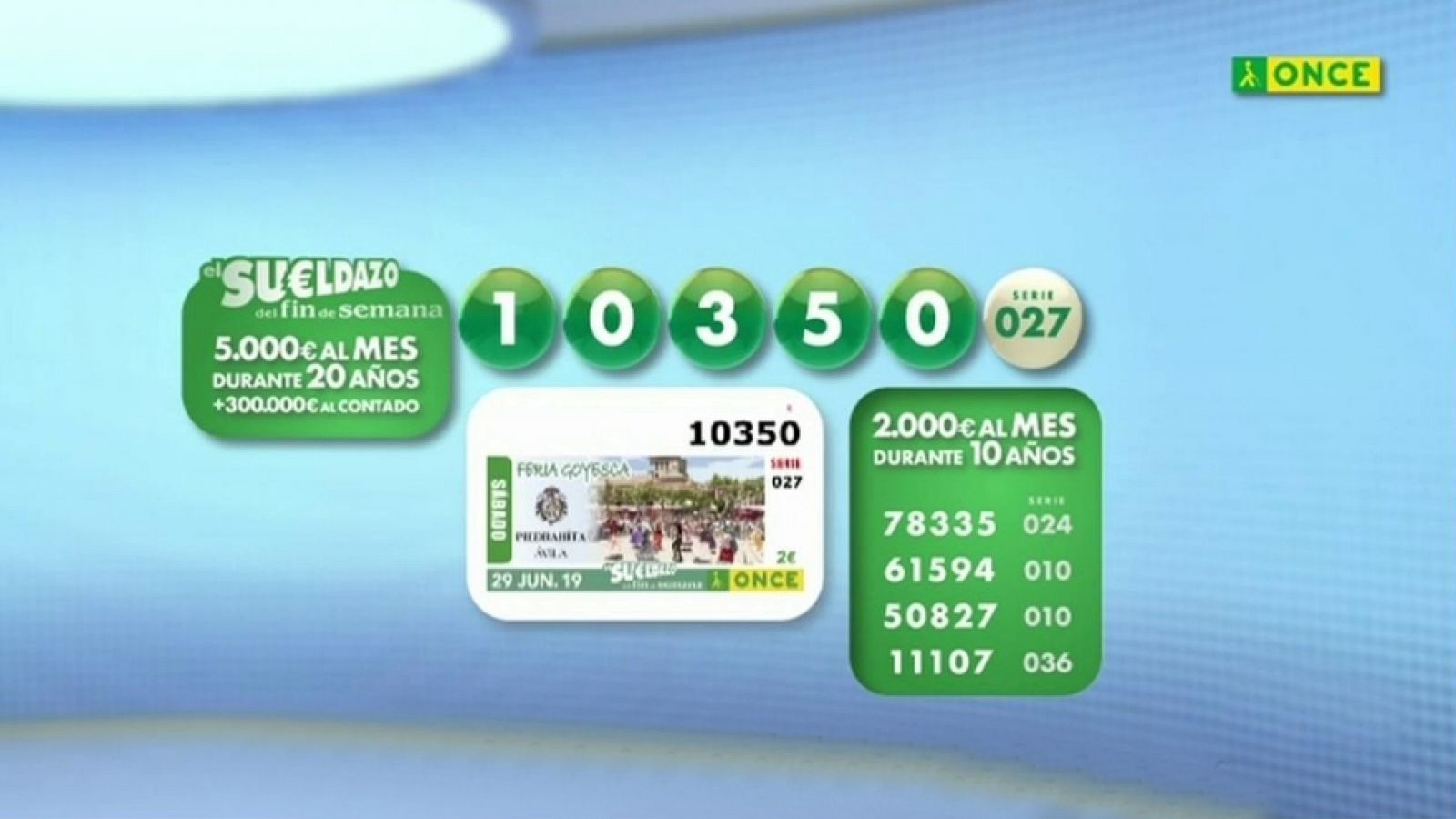 Sorteo ONCE - 29/06/19 - ver ahora