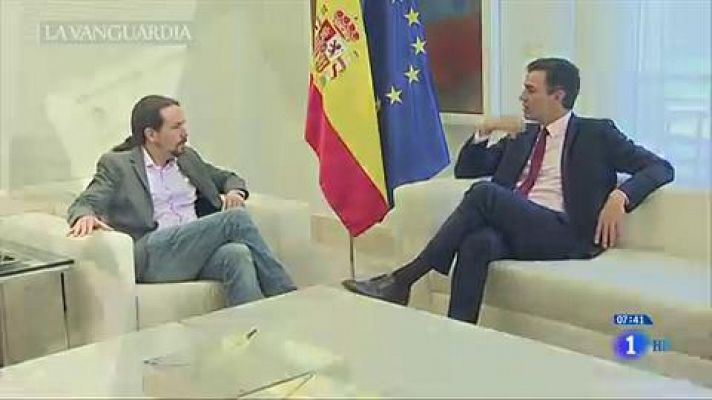 Telediario 1 - Iglesias pide a Sánchez someter a investidura un gobierno de coalición y se compromete a revisar su posición si no sale adelante