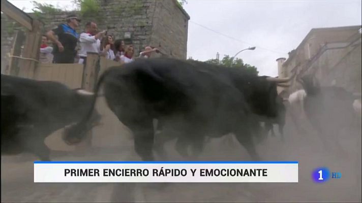 Telediario 1 - El primer encierro de los Sanfermines deja tres heridos y dos traumatismos
