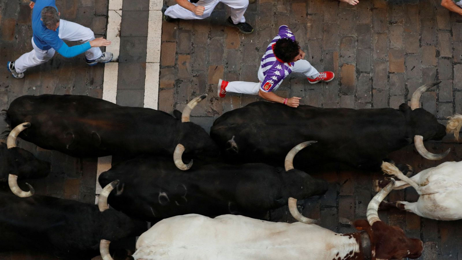 Cuarto encierro de San Fermín 2019, trepidante con los jandilla