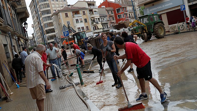 La solidaridad llega a Tafalla para reparar los daños de la riada