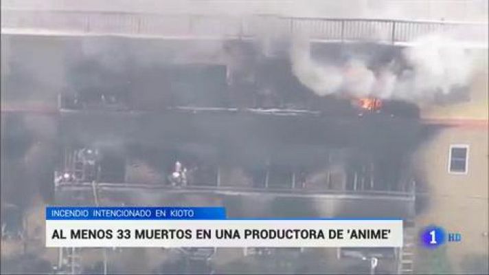 Telediario 1 - Un fuego provocado en unos estudios de animación de Japón deja 33 muertos