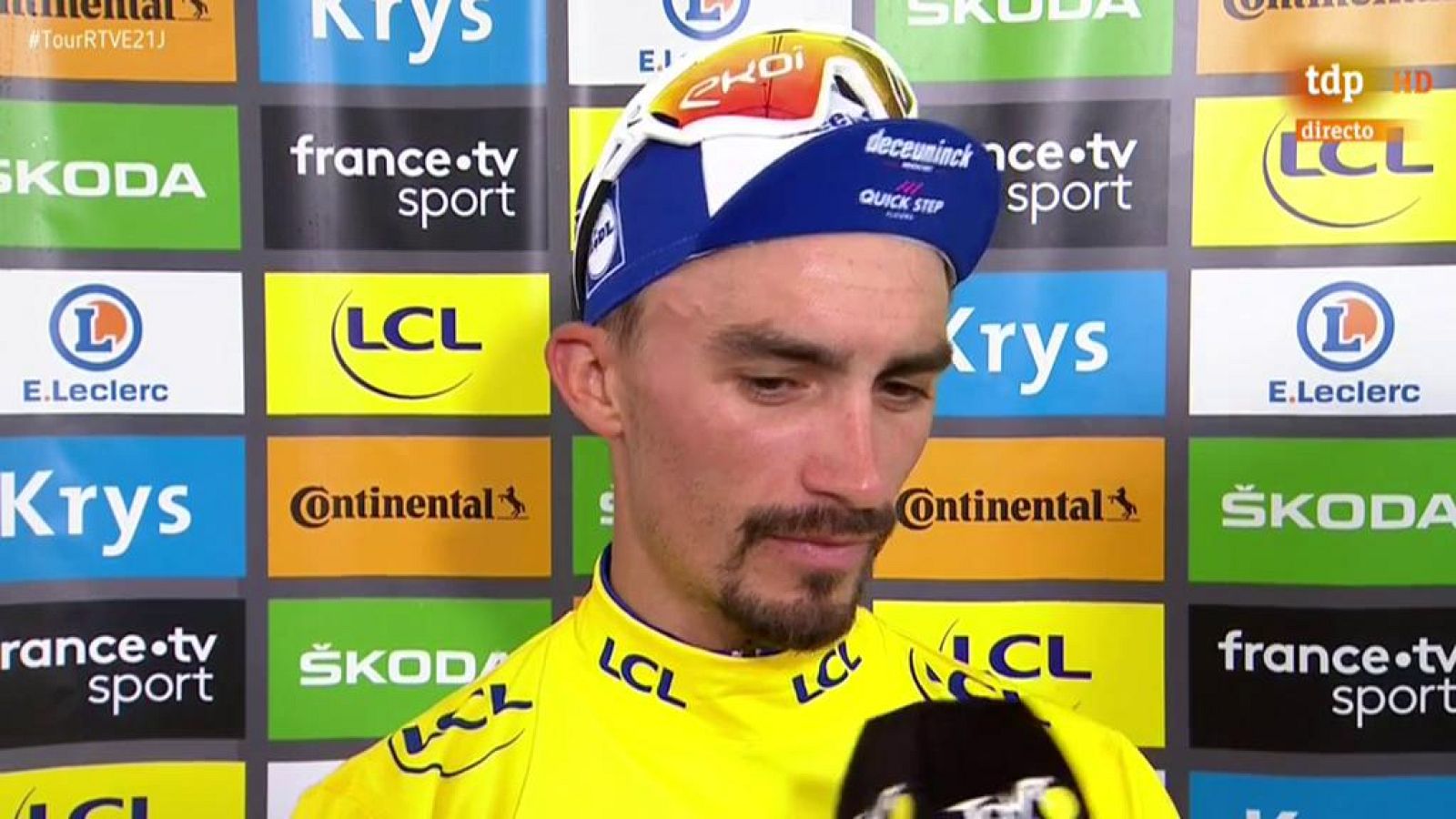 Alaphilippe encabeza la general con 1:35 sobre el británico Geraint Thomas. El colombiano Egan Bernal es quinto, a 2:02; y los españoles Mikel Landa y Alejandro Valverde séptimo y octavo a 4:54 y 5:00 del líder, respectivamente.