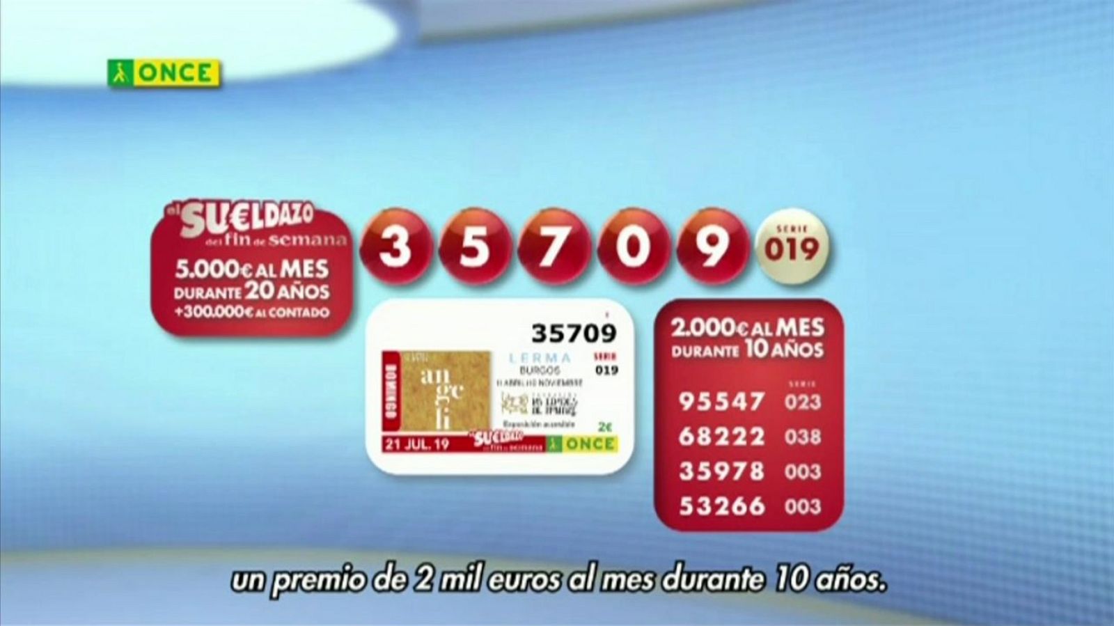 Sorteo ONCE - 21/07/19 - ver ahora