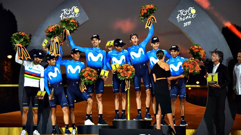 Podio equipo movistar Tour de Francia