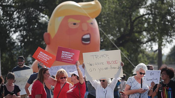 Protestas contra las armas en la visita de Trump a los escenarios de los últimos tiroteos