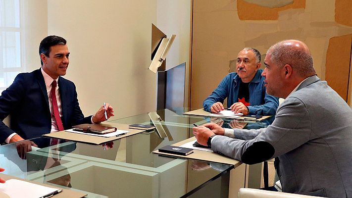 Telediario 1 - Los sindicatos piden a Sánchez que negocie ya con Unidas Podemos