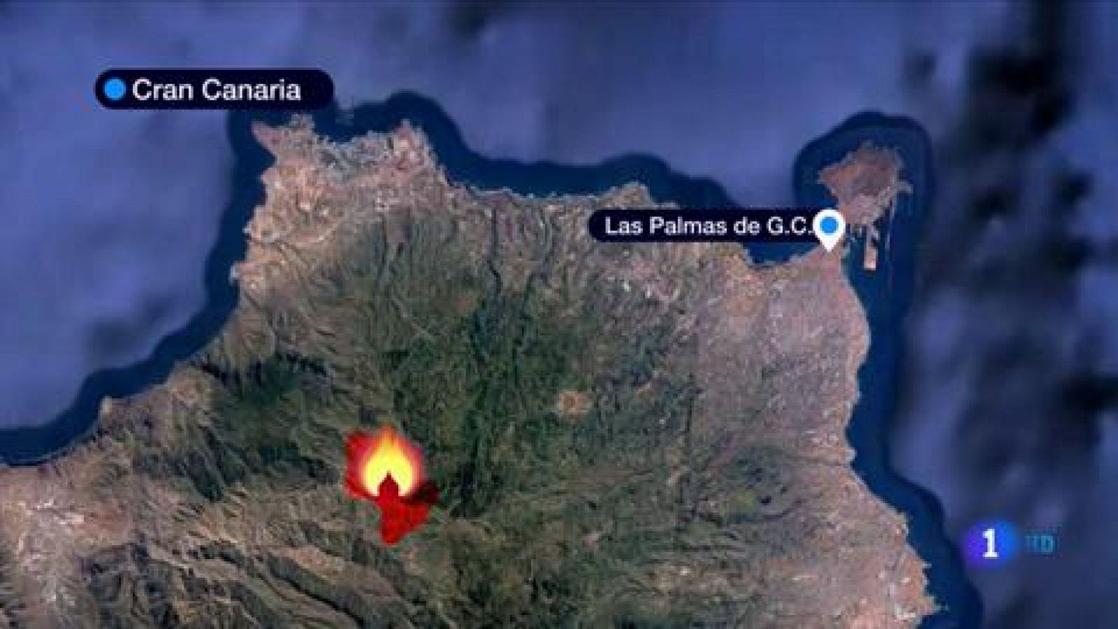 Telediario 1: Continúan las tareas de extinción del fuego en la cumbre de Gran Canaria, que ya ha quemado más de 1.000 hectáreas | RTVE Play