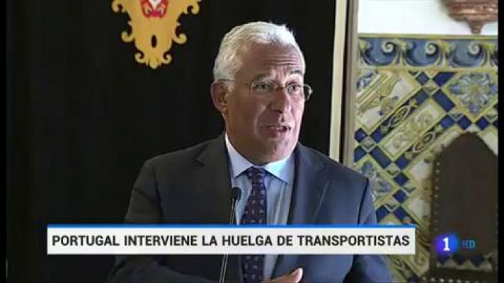 Telediario 1 - Portugal interviene la huelga de transportistas