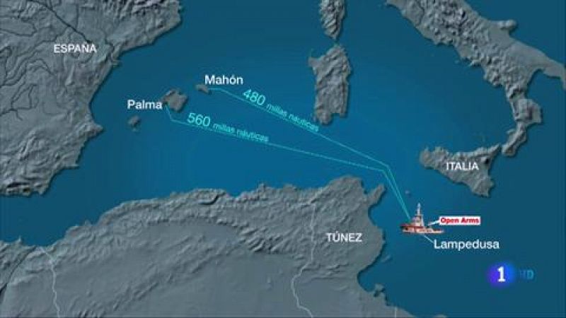 El 'Open Arms' deja en manos de España e Italia el traslado de todos los migrantes para llevarlos a un puerto español