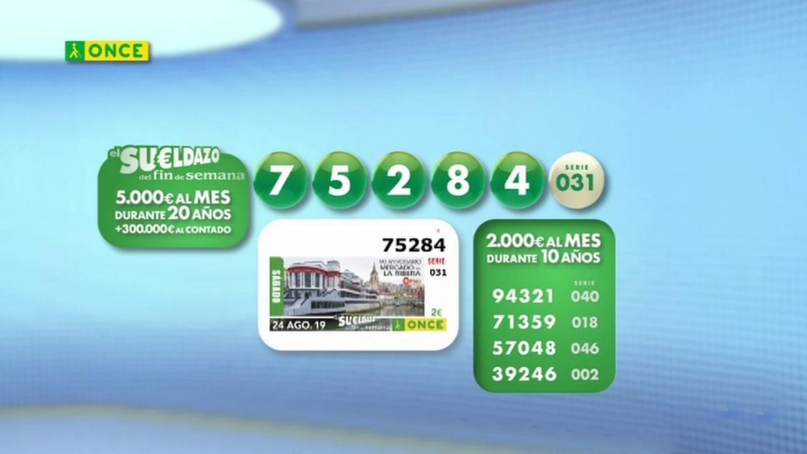 Sorteo ONCE - 24/08/19 - ver ahora