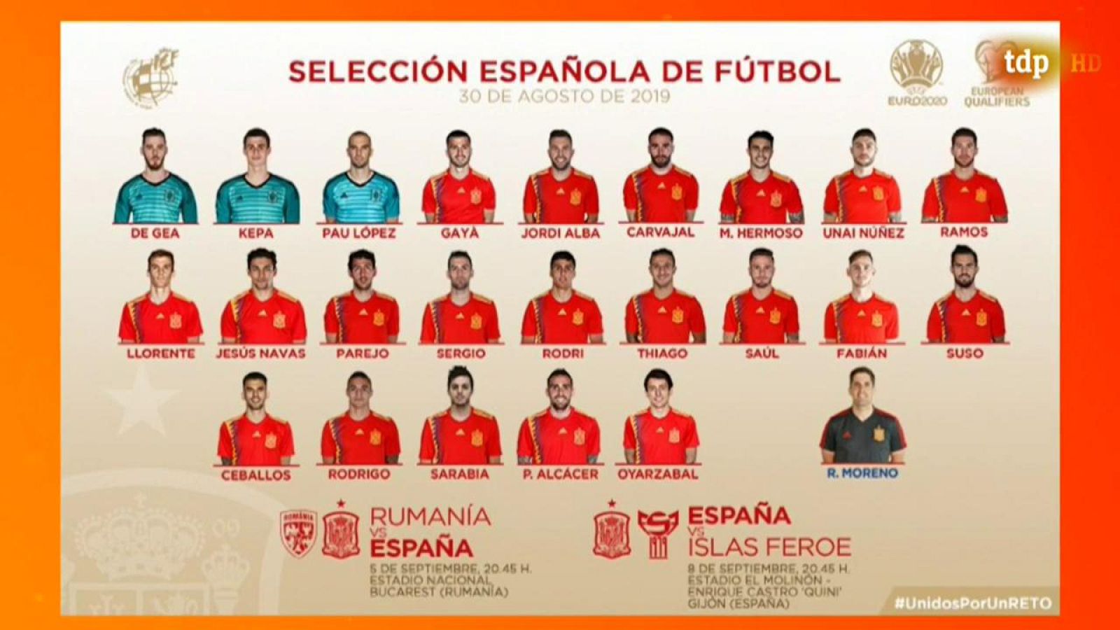 Fútbol - Lista de convocados Robert Moreno, seleccionador español - ver ahora
