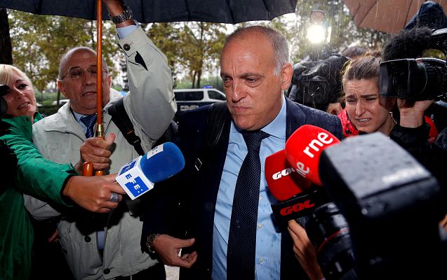Telediario 1 - Tebas declara como testigo en el juicio del supuesto amaño del Levante - Zaragoza