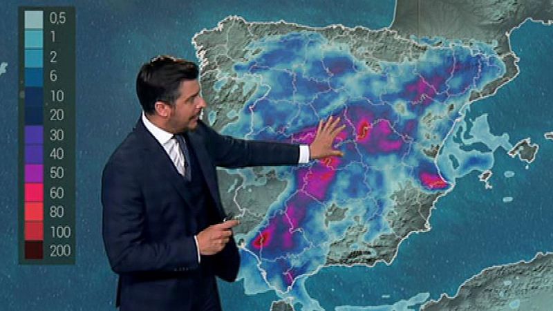 La Agencia Estatal de Meteorología (Aemet) prevé para este domingo precipitaciones localmente fuertes en la Meseta sur, sistema Ibérico y Pirineos, y persistentes en el sur de Valencia, por lo que se mantendrá activado el aviso amarillo, el de menor 