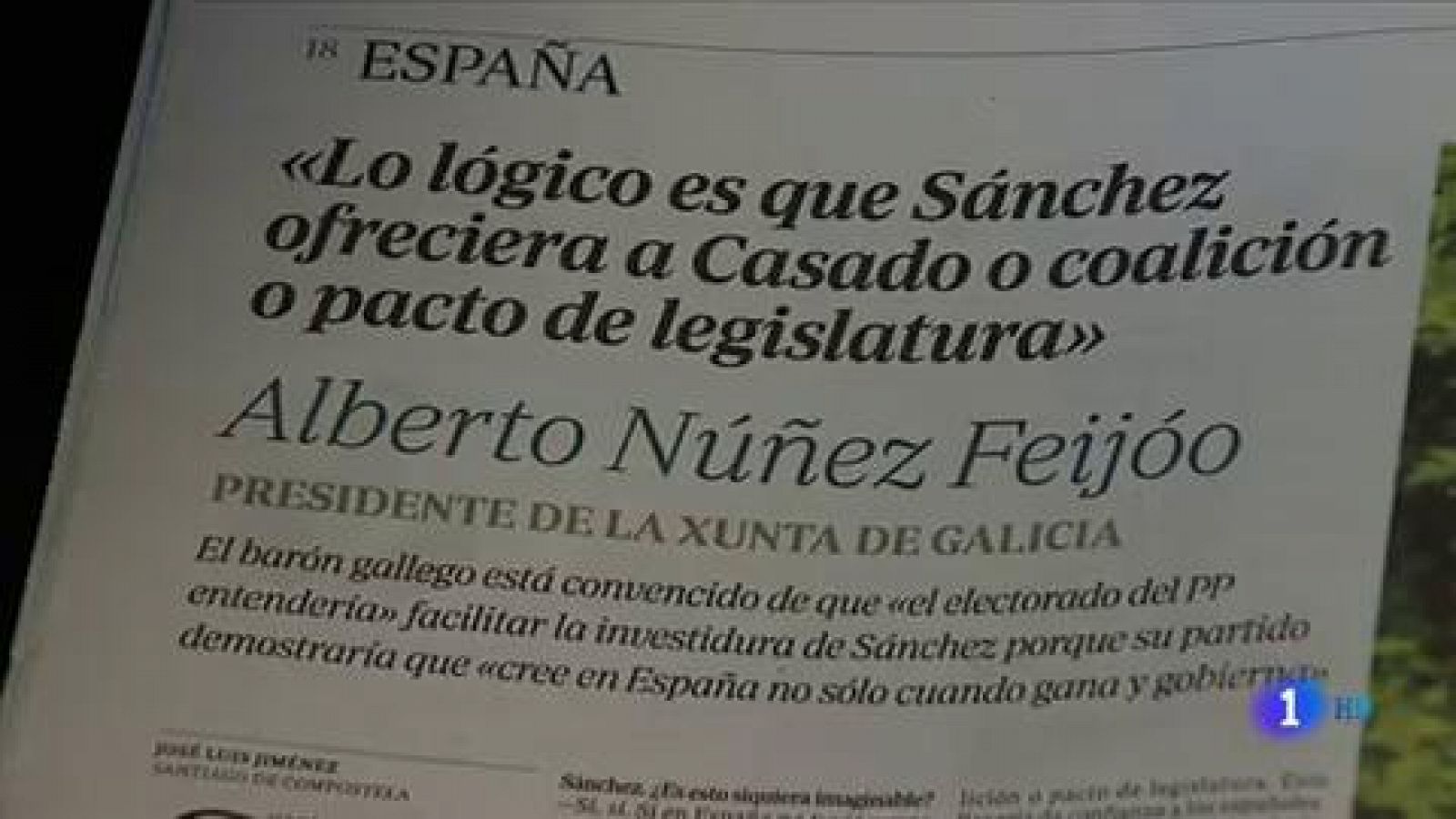Feijóo afirma que "lo lógico" es que Sánchez ofrezca al PP "o coalición o pacto de legislatura"