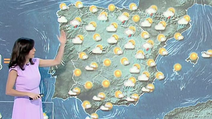 Telediario 1 - Chubascos y tormentas ocasionales este jueves en la mitad norte peninsular