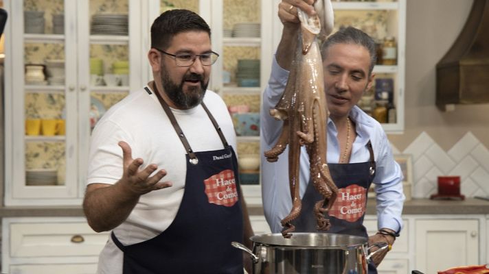 Pulpo gallega y albóndigas de pavo con espaguetis