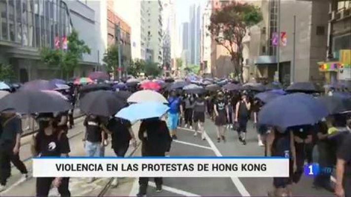 Telediario 1 - Violencia en las calles de Hong Kong