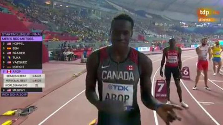 Mundial de atletismo | Adrián Ben, primer finalista español en 28 años, acaba sexto en 800 metros