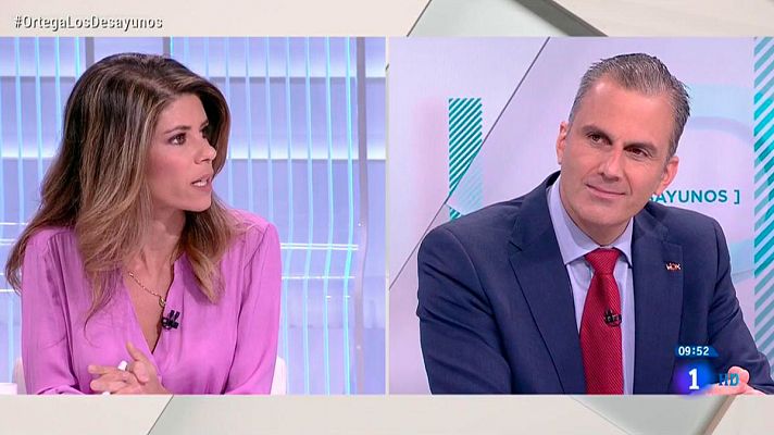 Los desayunos - Tenso rifirrafe entre la periodista Elsa García de Blas y Ortega Smith sobre la posición de Vox ante la violencia de género