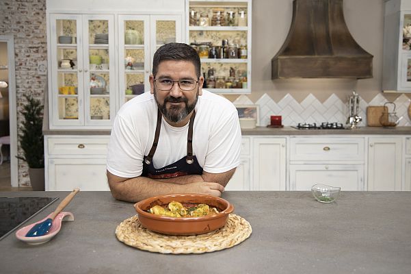 Garbanzos al horno y flan de coco