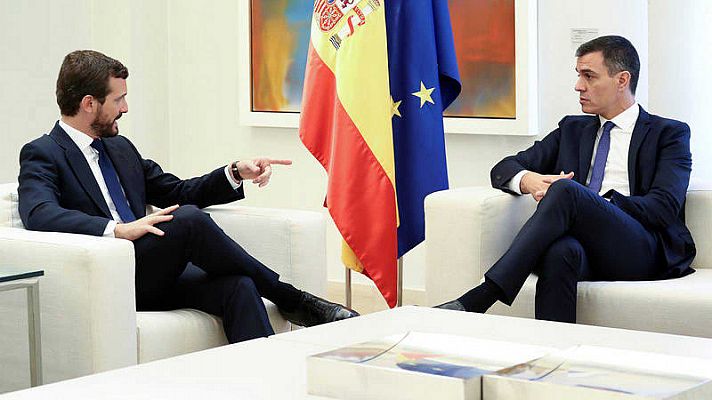 Sánchez se reúne con Casado, Rivera e Iglesias tras los altercados en Cataluña