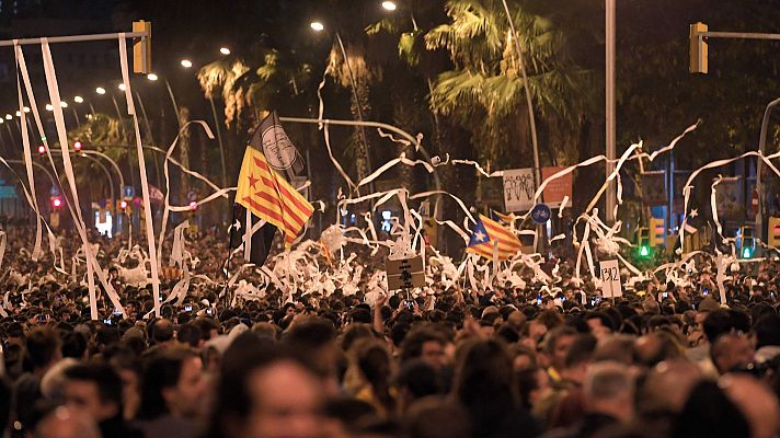 Papel higiénico en Barcelona contra la sentencia del procés